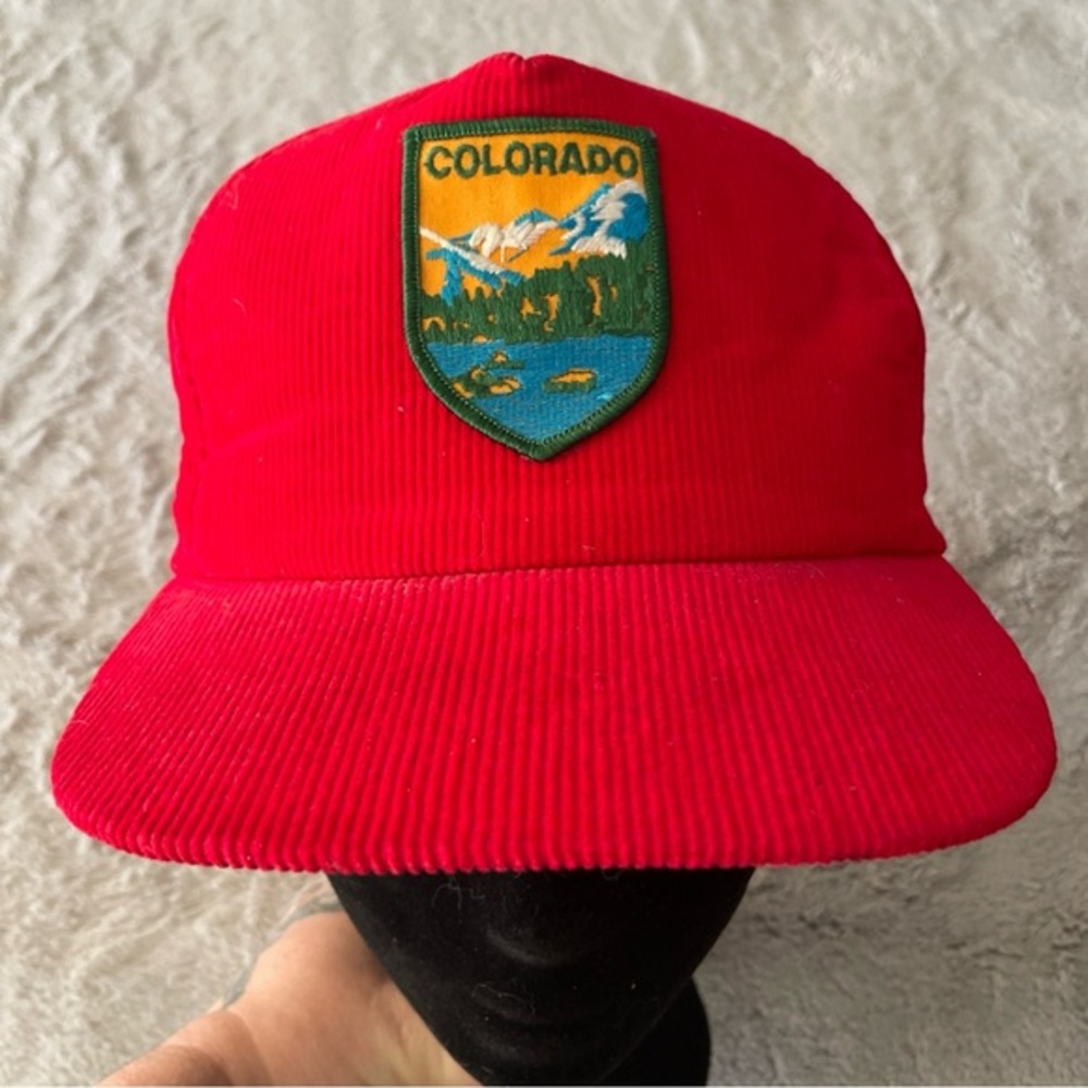 Vintage Red Corduroy Cap with Colorado Patch